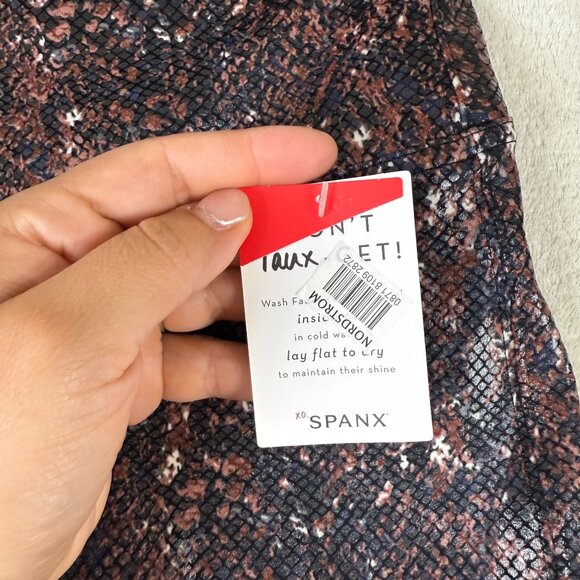 Spanx Faux Leather Snake Moha Shine Leggings NEW NWT Size Large - Picture 6 of 11